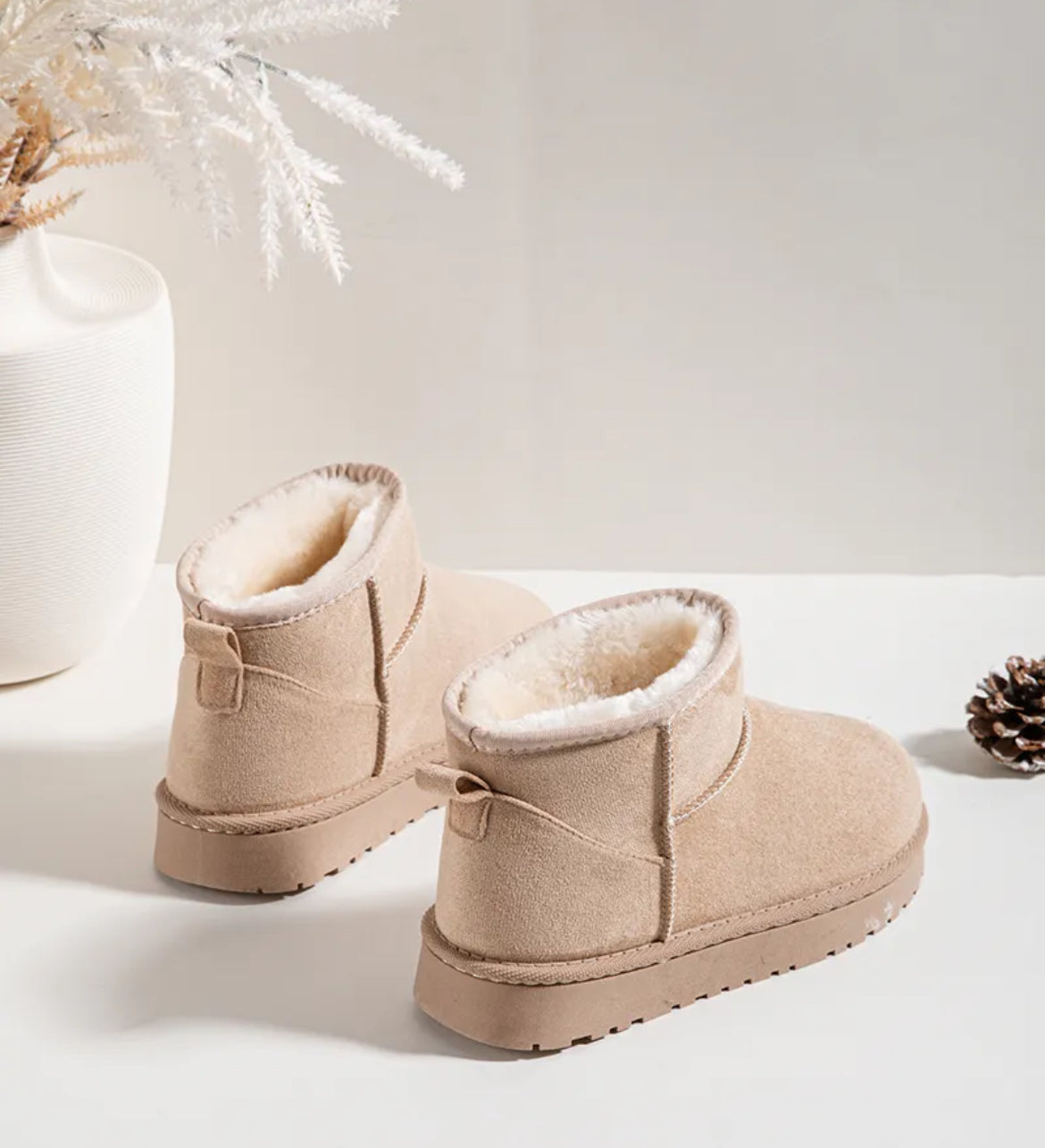 Bottines fourrées beige