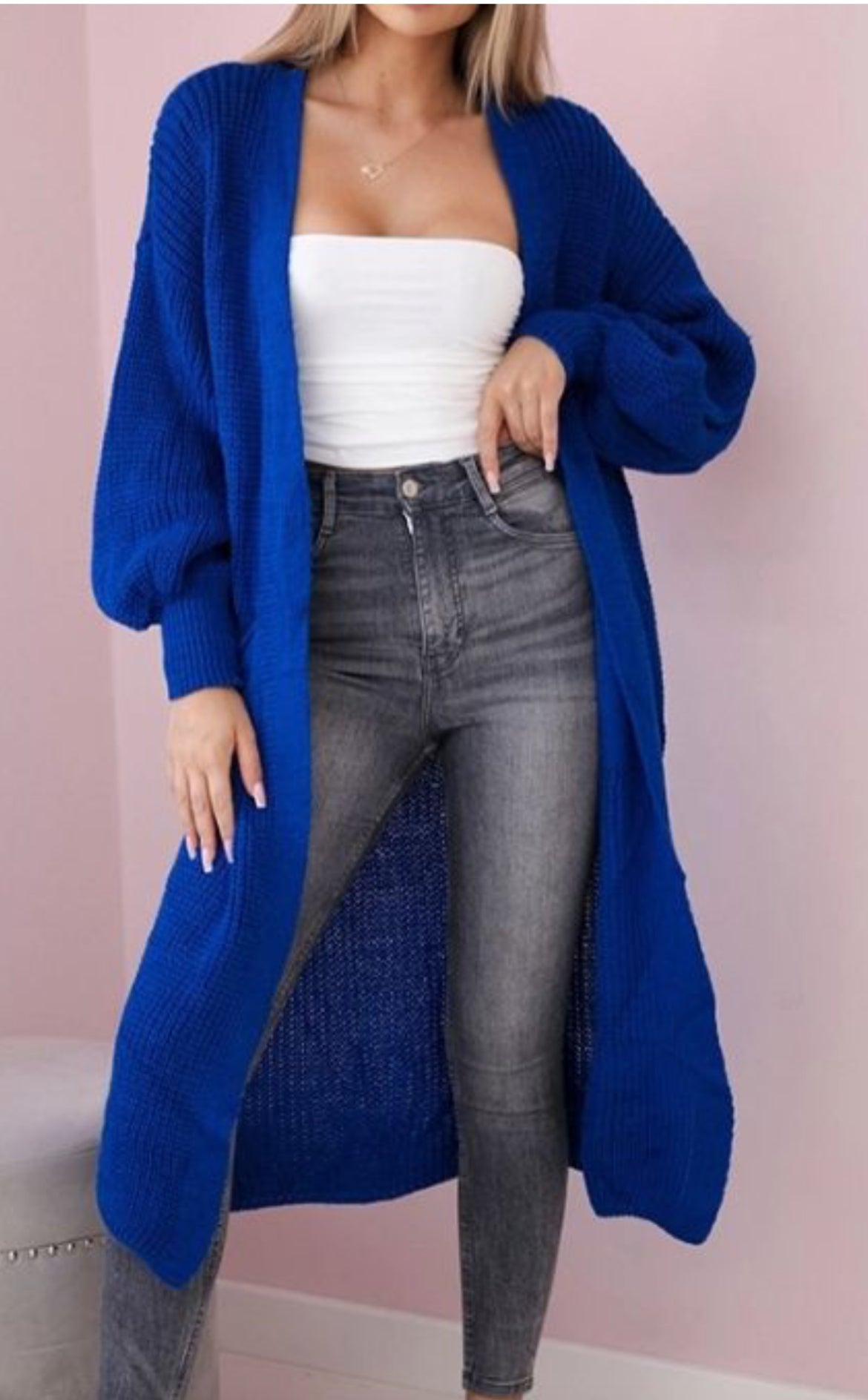 Gilet long maille avec poches