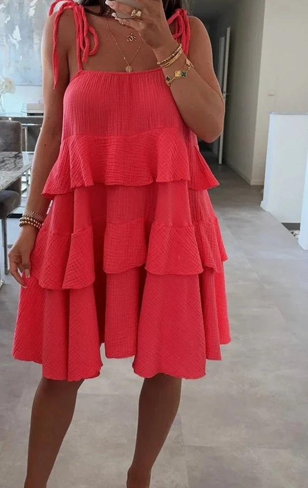 Robe à volants en gaz de coton