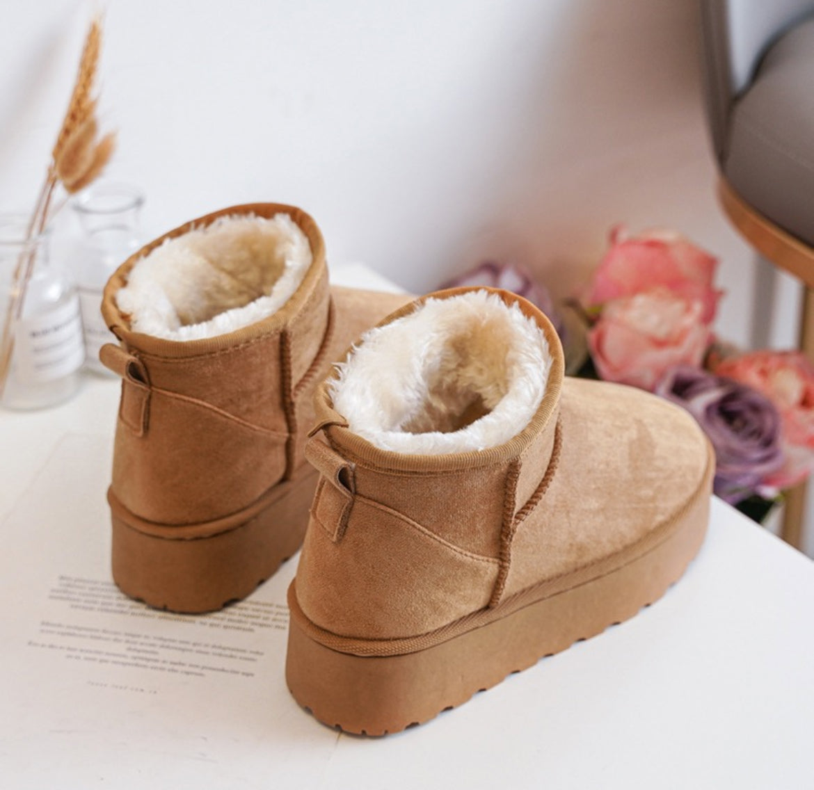 Bottines fourrées Femme couleur Camel