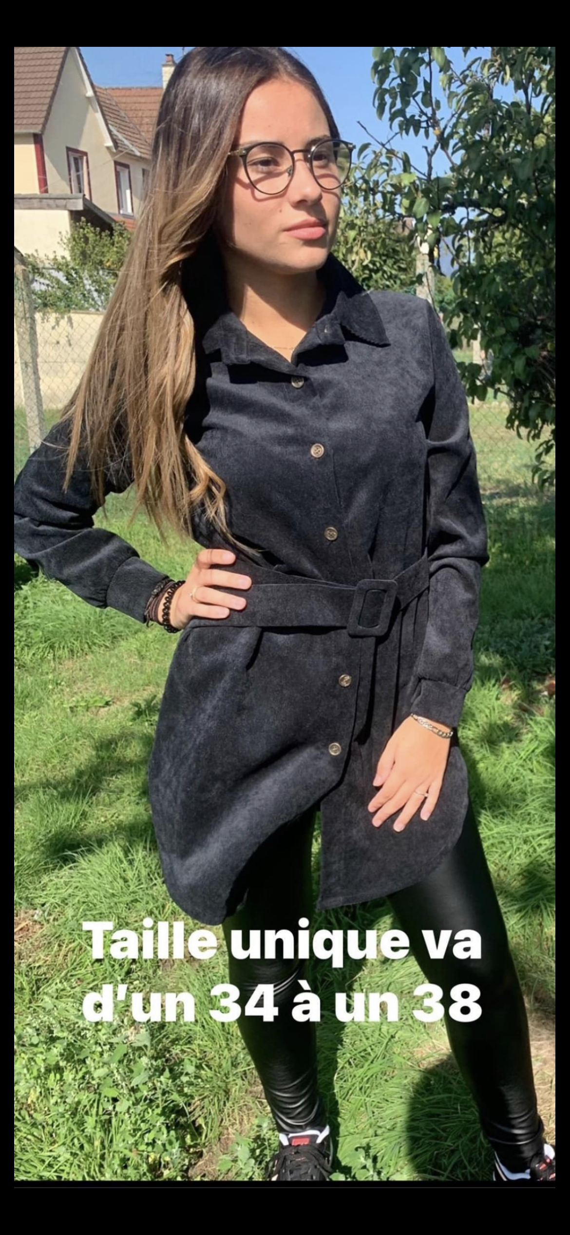 Chemise velours noire sans ceinture