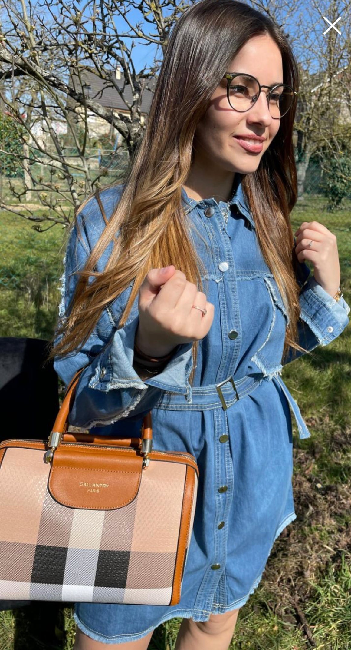 Chemise longue jeans avec ceinture