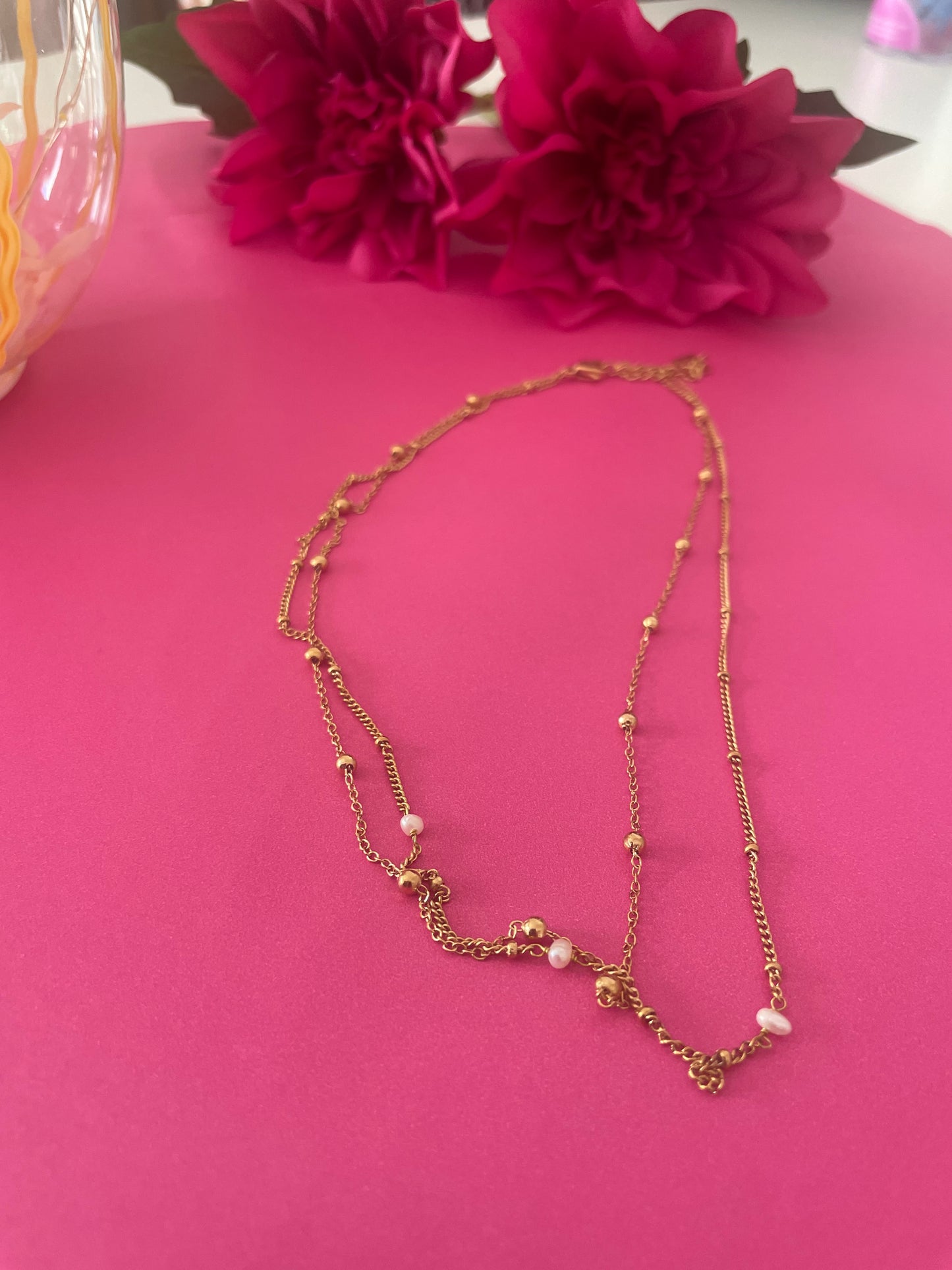 Collier double rang avec petite perle