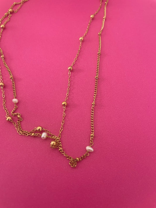 Collier double rang avec petite perle