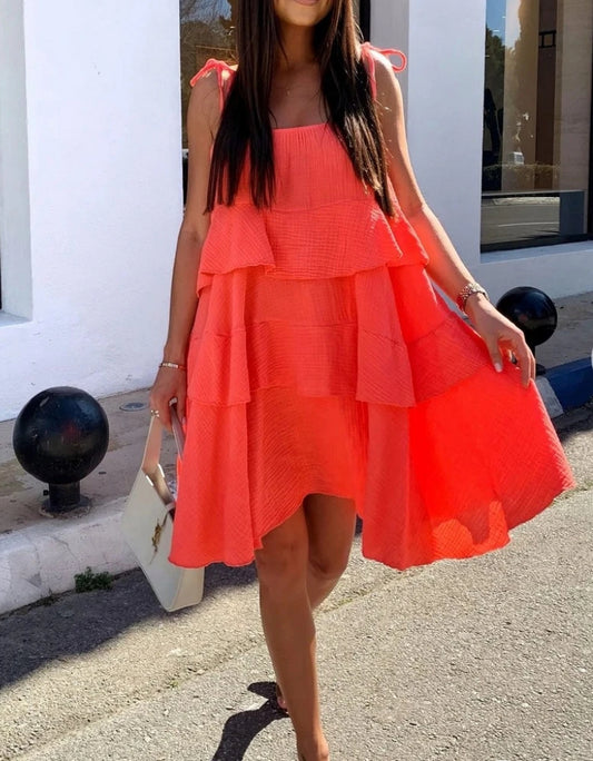 Robe à volants en gaz de coton