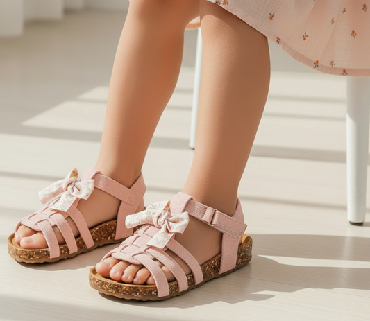 Sandale d'été avec un nœud papillon décoratif (taille grande prendre taille en dessous)