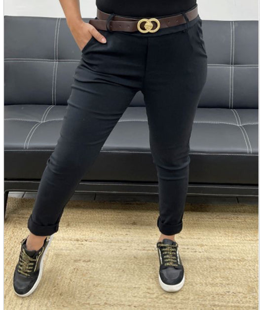 Pantalon strech avec ceinture
