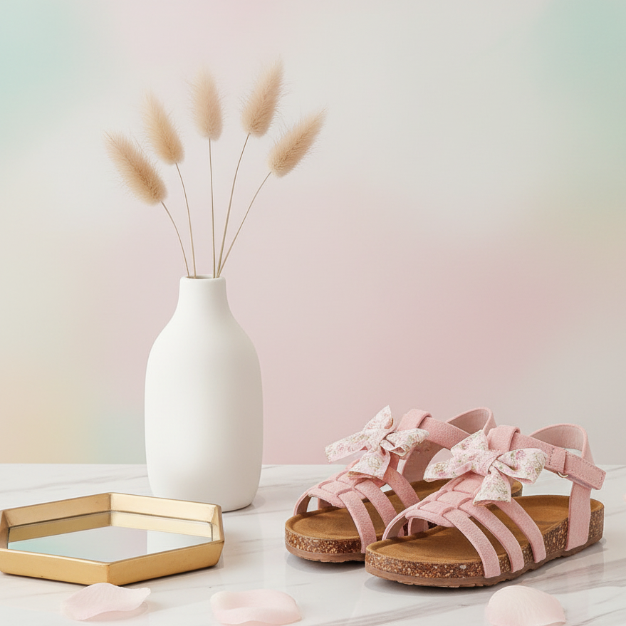 Sandale d'été avec un nœud papillon décoratif (taille grande prendre taille en dessous)