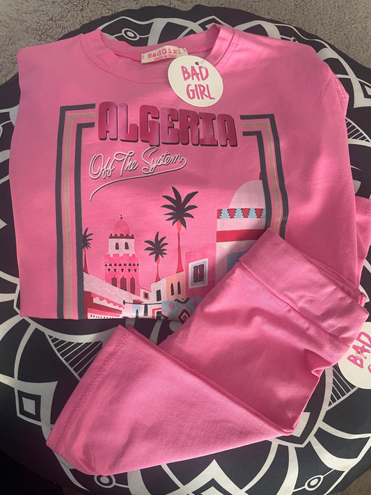 Ensemble fushia tee shirt et cycliste image Algérie