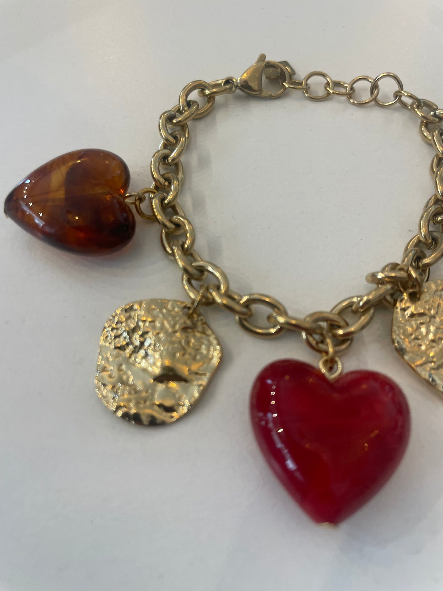 Bracelet à breloques gros cœurs