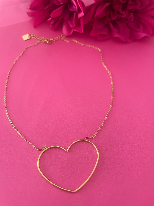 Collier cœur ajouré couleur or Milë Milë