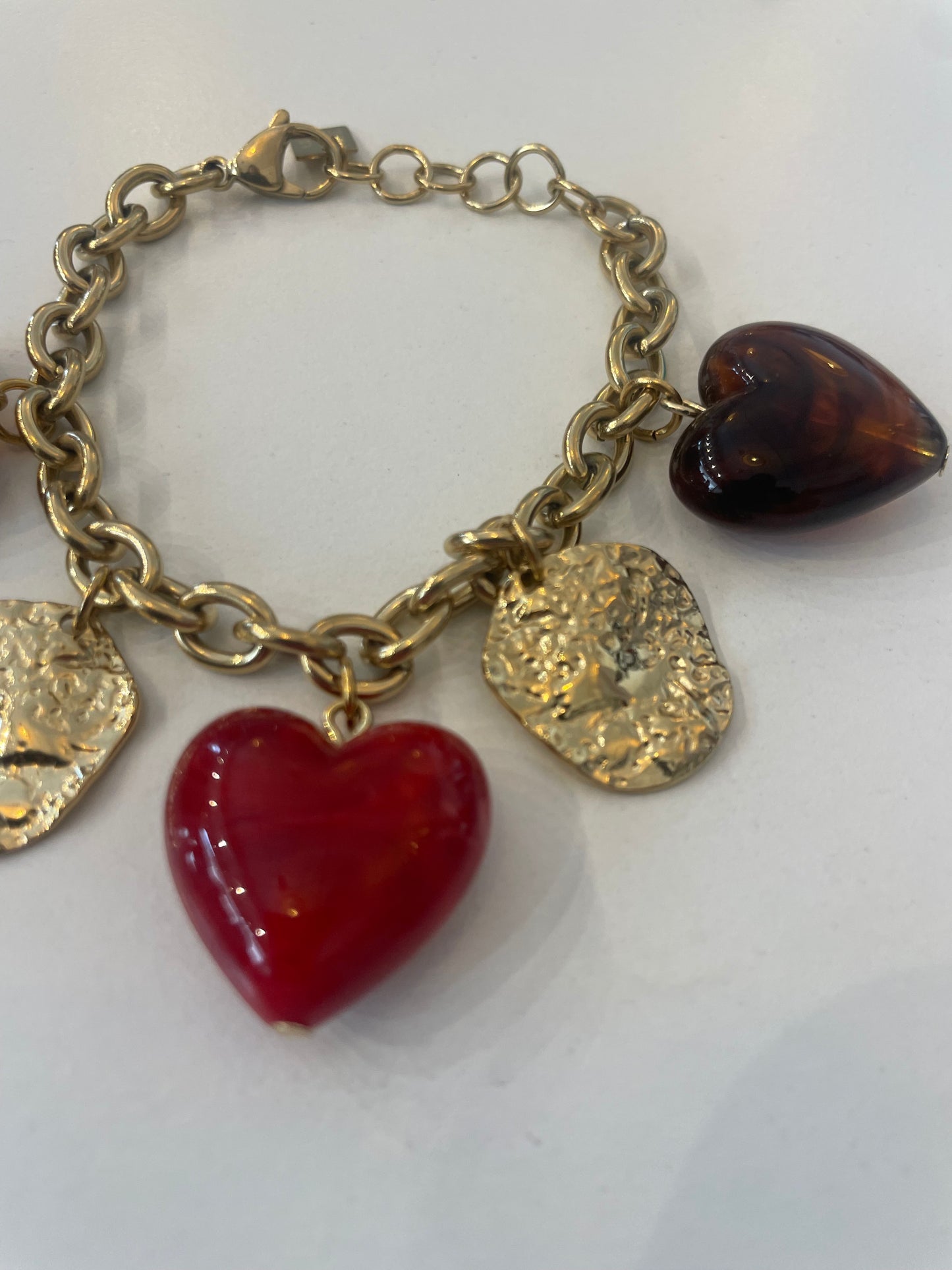 Bracelet à breloques gros cœurs