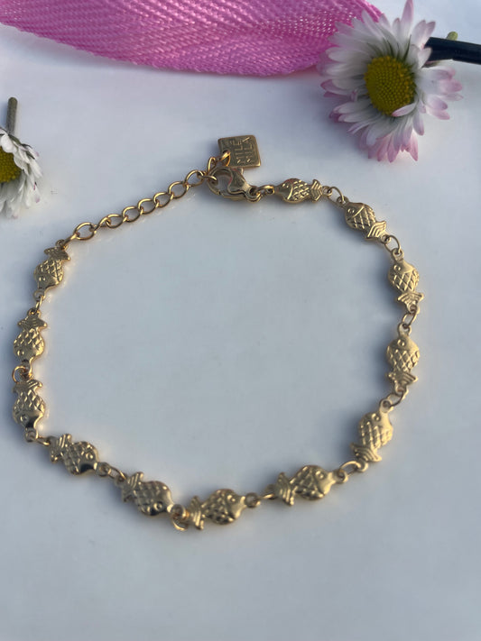 Bracelet poisson couleur or