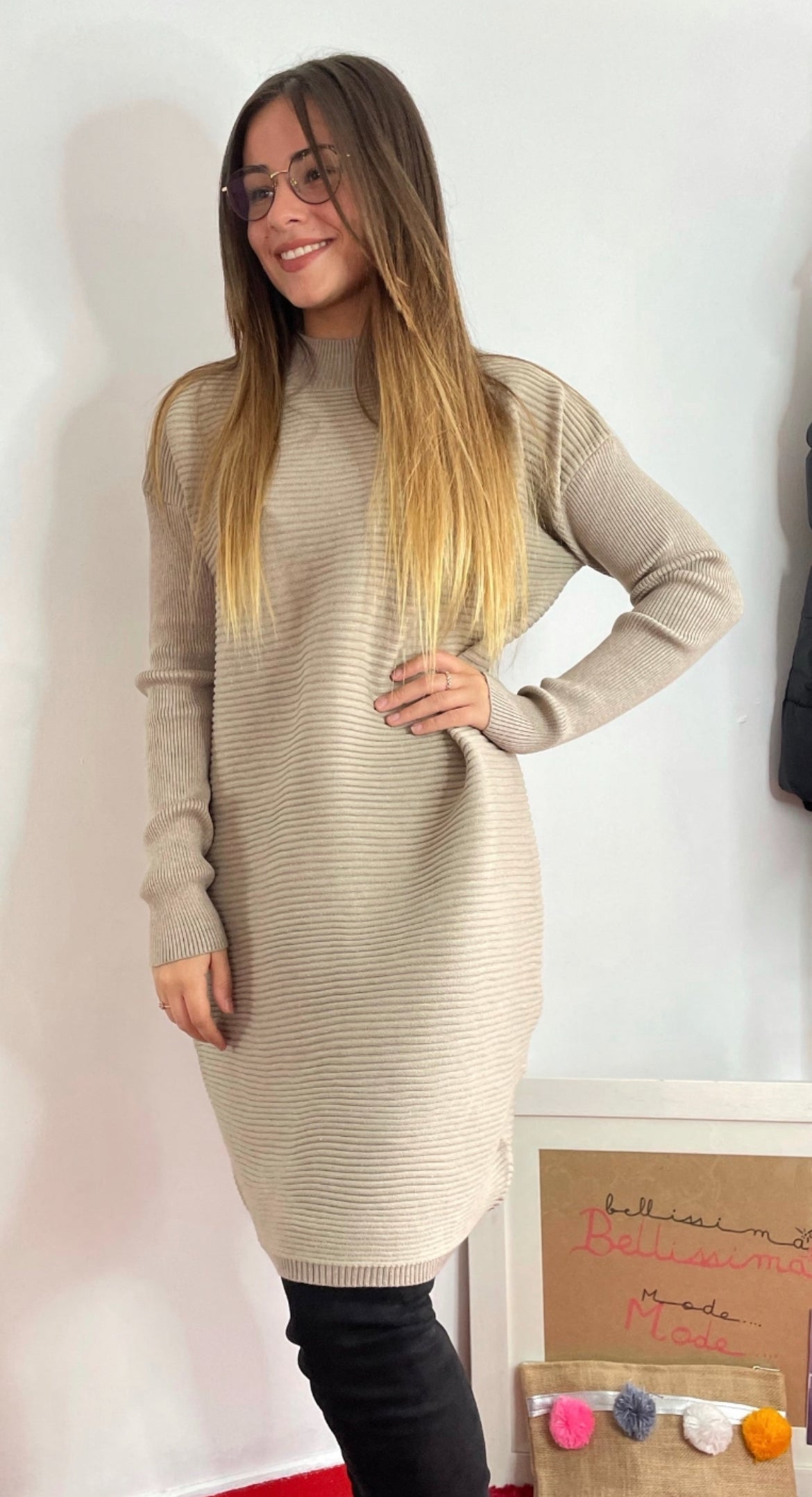 Robe pull beige