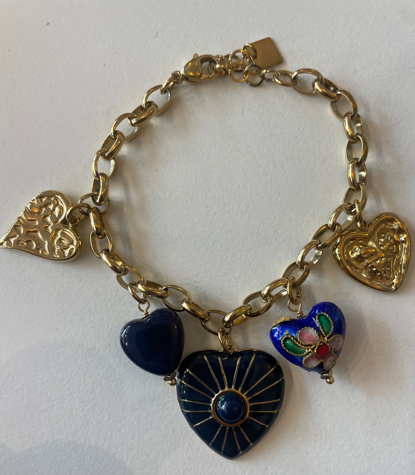 Bracelet à breloques ton bleu /0r