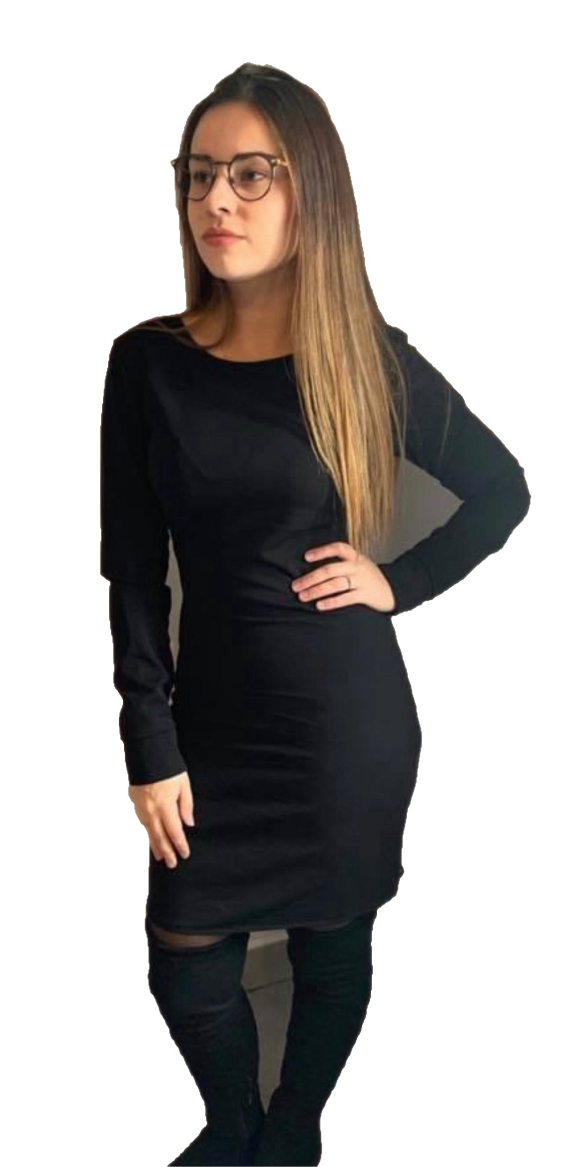 Robe noire avec dentelle ouvert dos