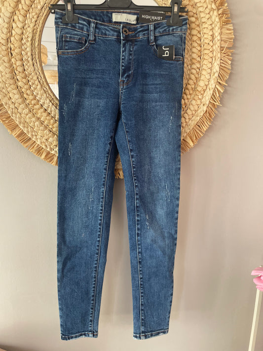 Jeans slim taille haute élasthanne