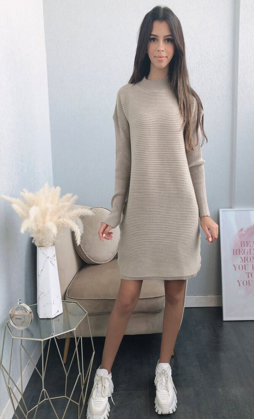 Robe pull beige