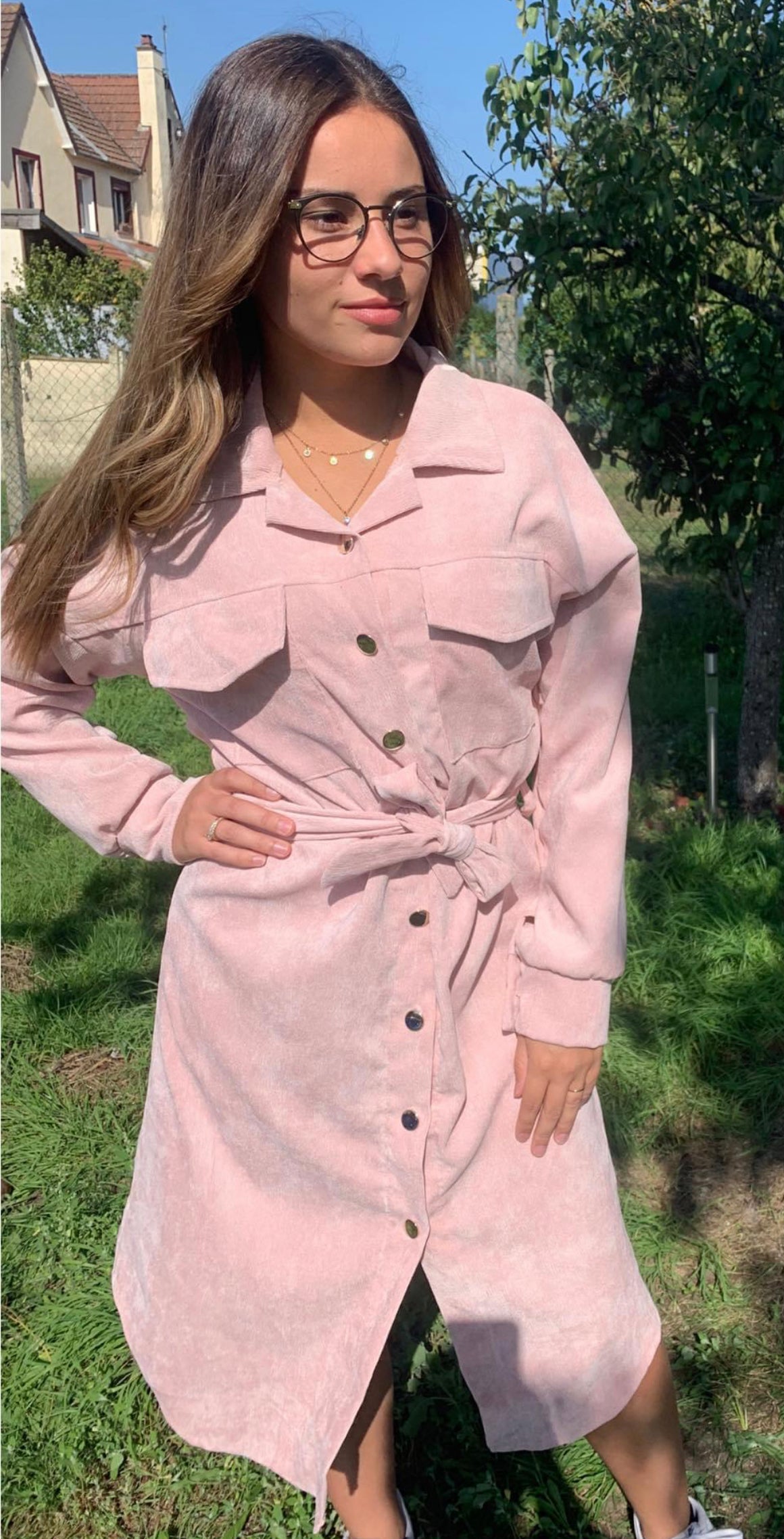 Robe rose velours