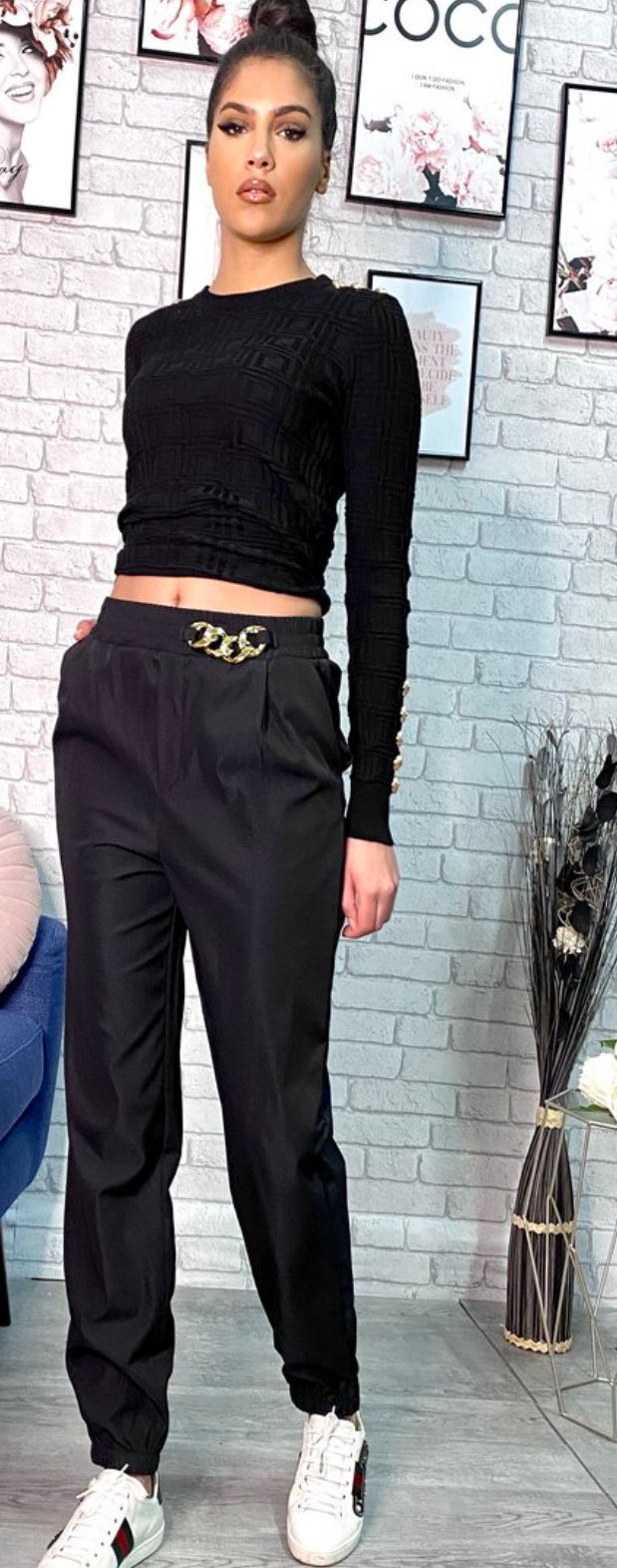 Pantalon noir chaîne