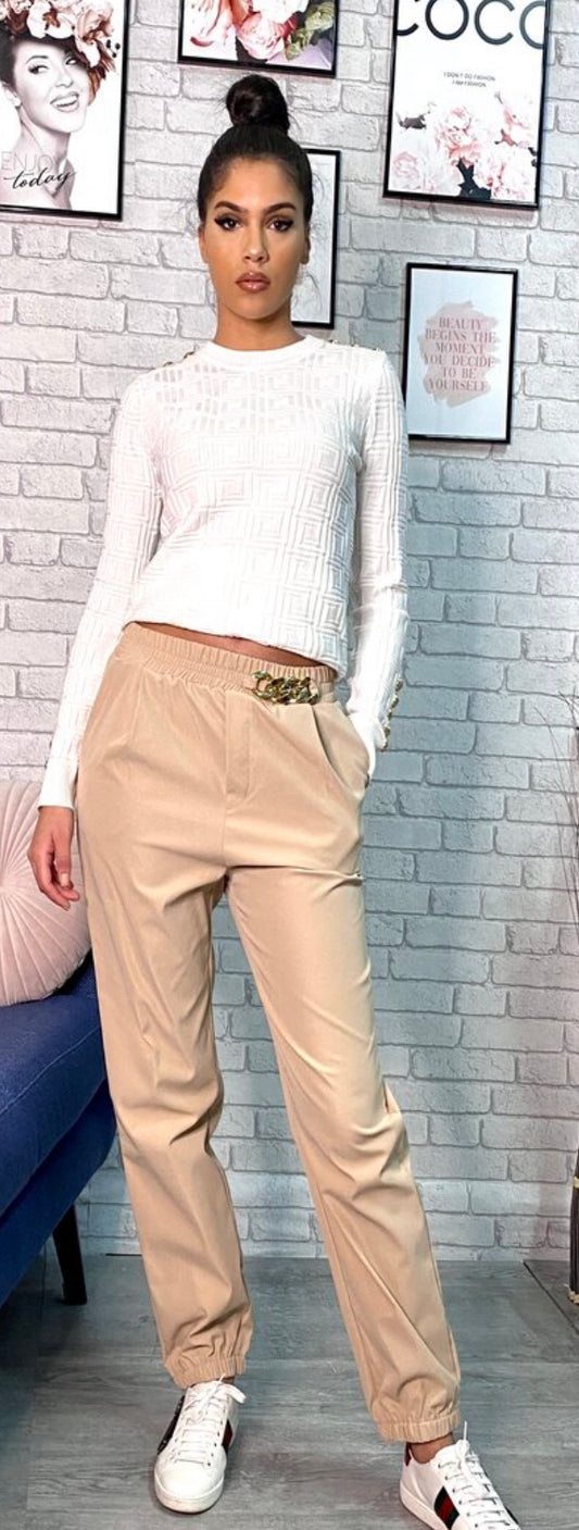 Pantalon beige chaîne